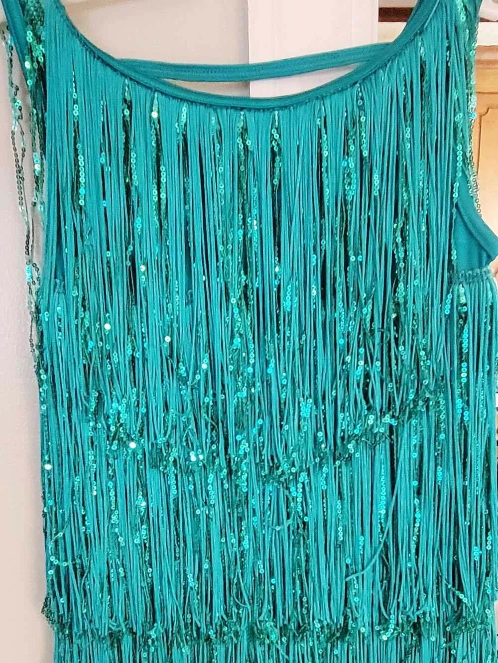 Weissman Green Fringe Costume Dress
